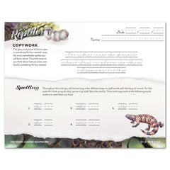 Reptiles homeschool unit study digital student seatwork journal in cursive for Early Reader worksheet