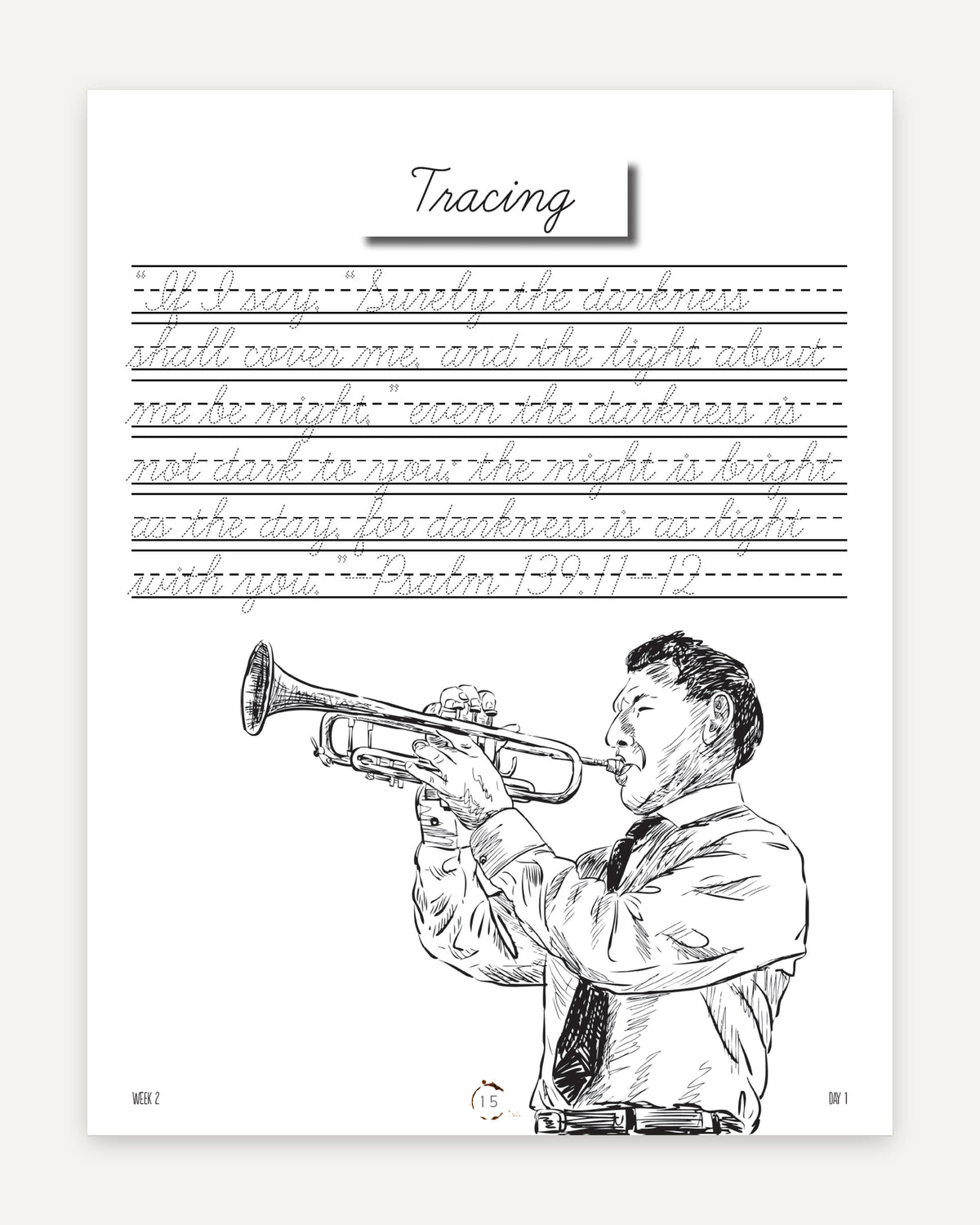 Artist Homeschool Unit Study Cursive Book Tracing Page