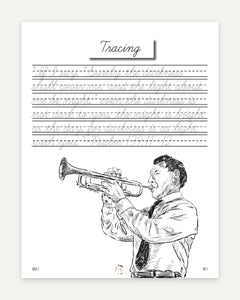 Artist Homeschool Unit Study Cursive Book Tracing Page