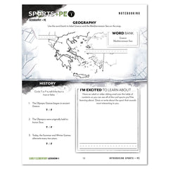 Sports + PE homeschool unit study print  student workbook early elementary notebooking