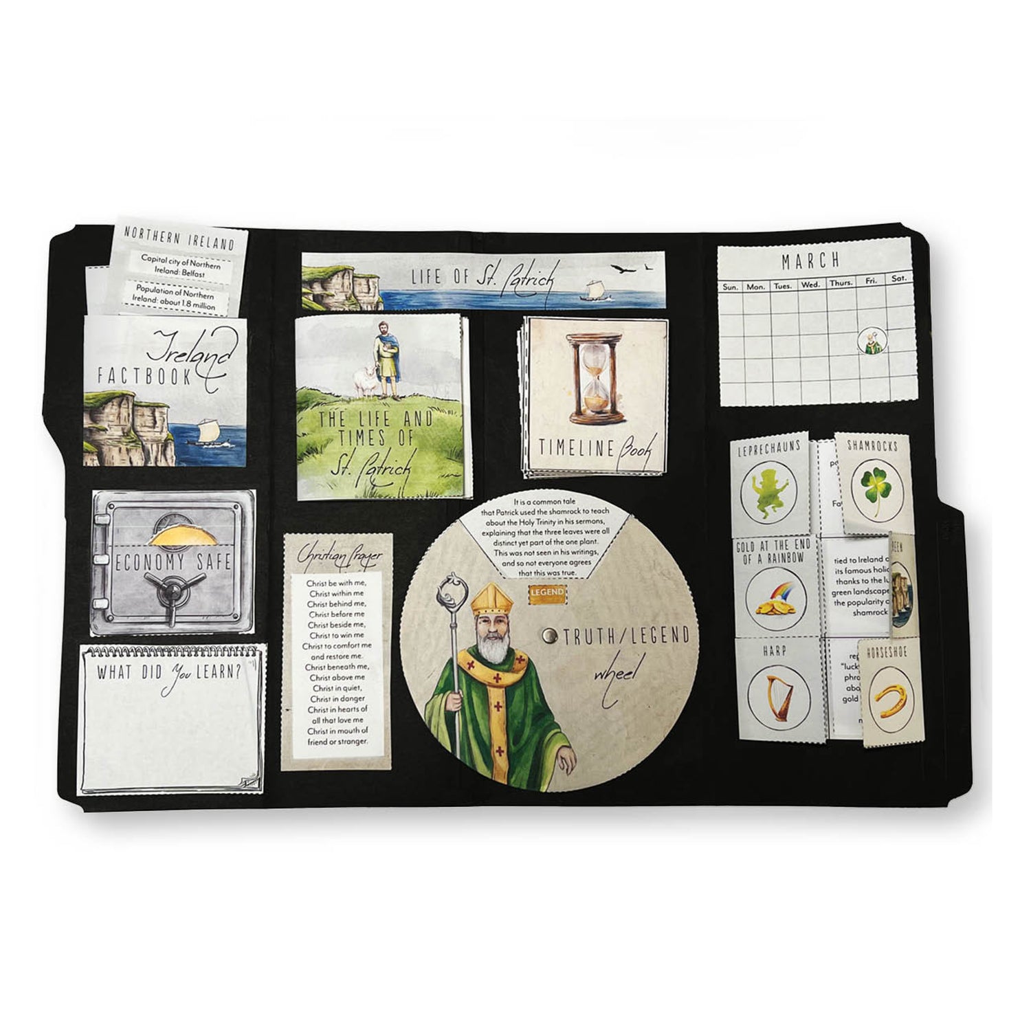 St. Patrick's Day homeschool unit study, printed lapbook 