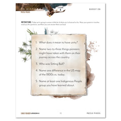 US History 3: Growing Identity: 1816-1899 Adventures Though History Homeschool Printed Early Reader Student Book Lesson 4 Narration