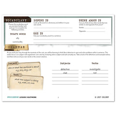 Unsolved Mysteries Homeschool Study Unit Digital Seatwork Journal Manuscript Upper Elementary Vocabulary and Grammar