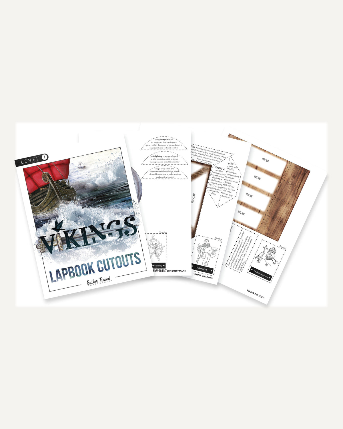 Vikings Homeschool Unit Study Printed/Digital Lapbook Level 1 Cutouts