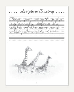 Africa homeschool unit study Printed Cursive Student Book Scripture Tracing