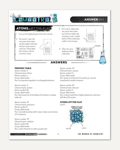 Chemistry Homeschool Unit Study Lapbook Cutouts Digital Level 1 and Level 2 Answer Key Lesson 1