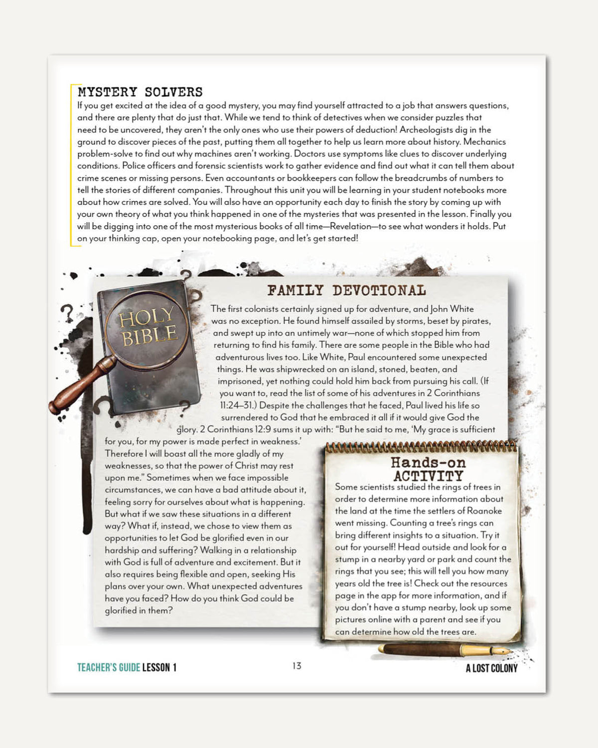 Unsolved Mysteries Homeschool Unit Study Digital Teacher's Guide Lesson 1 A Lost Colony Part 2
