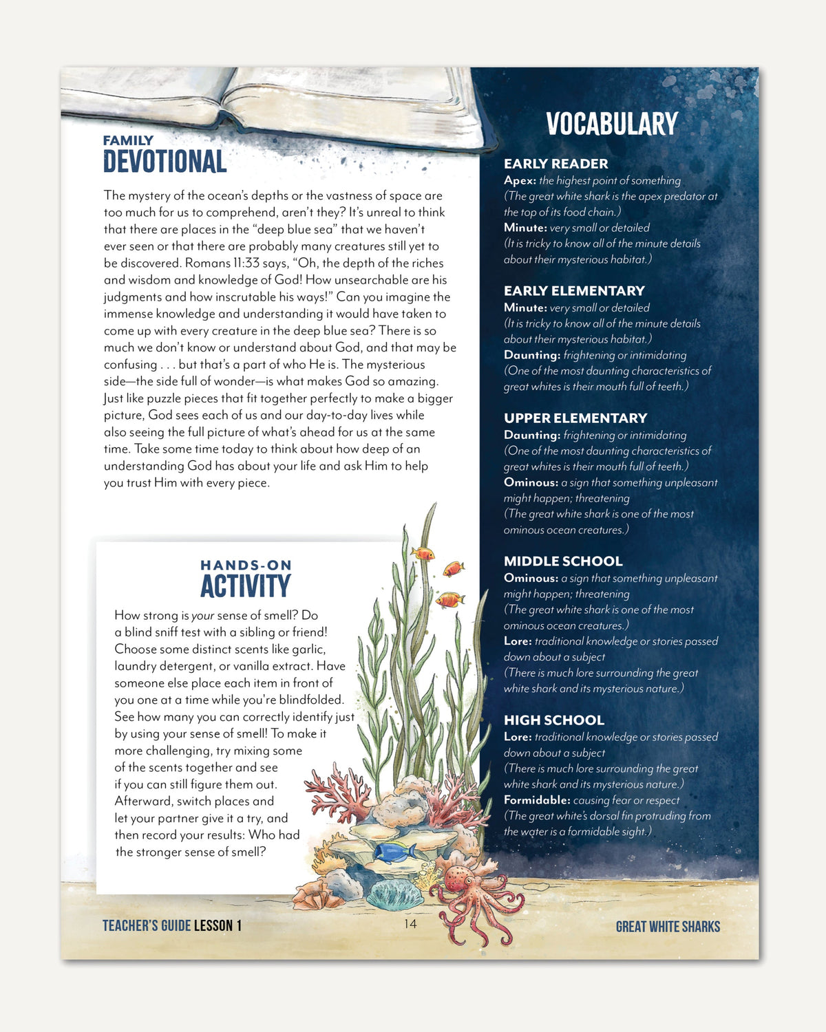 Ocean Life homeschool unit study digital teacher guide family devoltional