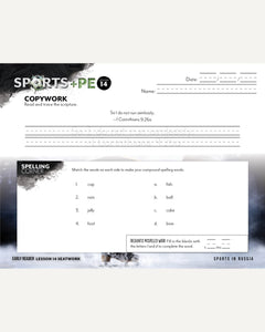 Sports + PE homeschool unit study, print student seatwork journal in manuscript for early reader worksheet