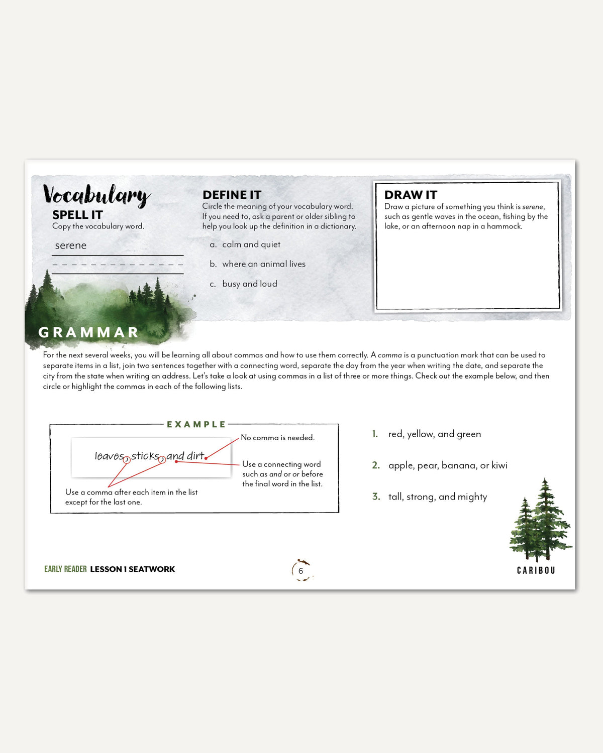 North American Forest Animals homeschool unit study digital student seatwork journal in manuscript for early reader lesson one