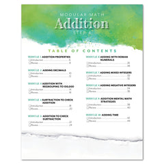 Modular Math Addition Step 4 Printed Table of Contents Homeschool Unit