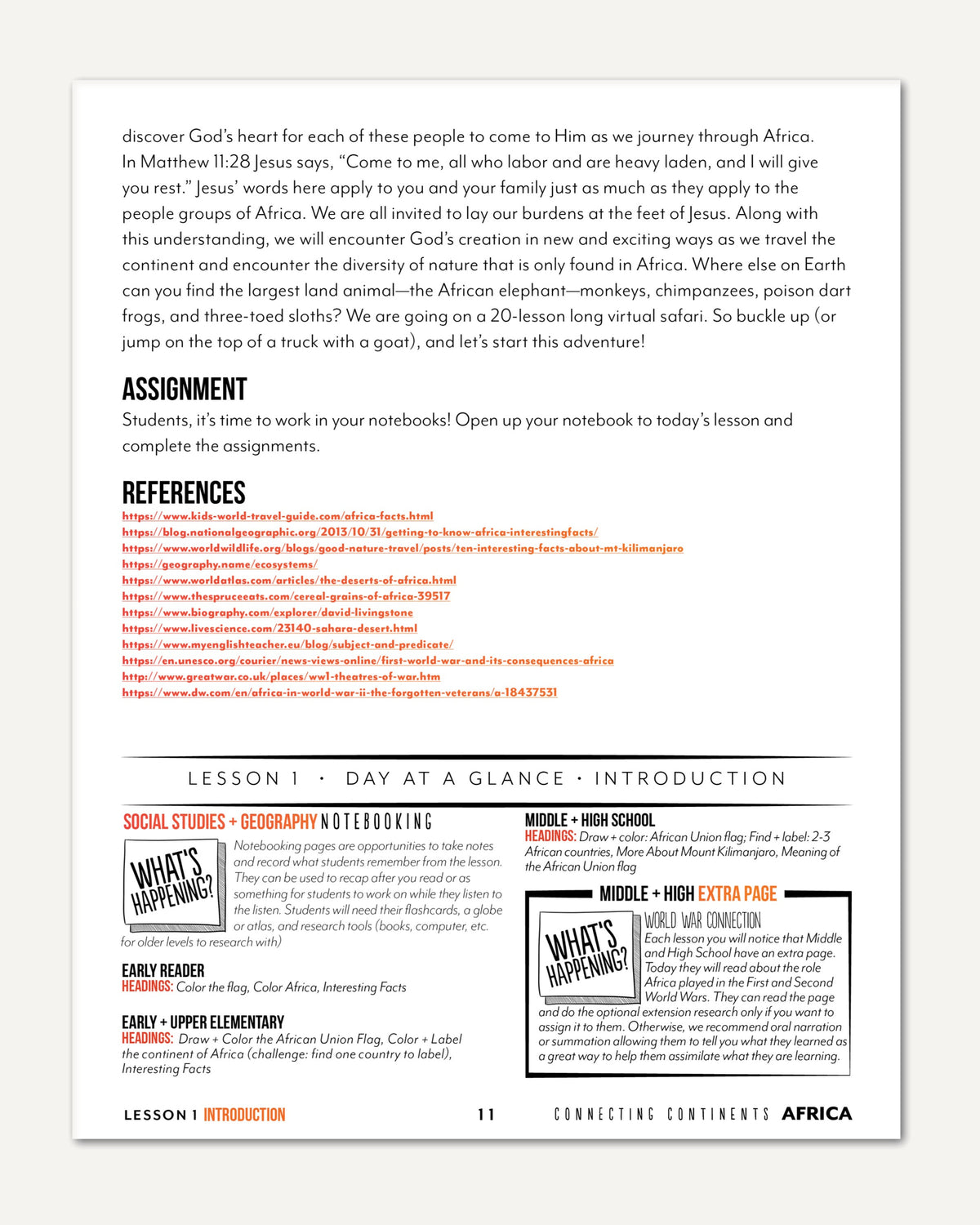 Africa homeschool unit study printed teacher guide introduction lesson plan part two
