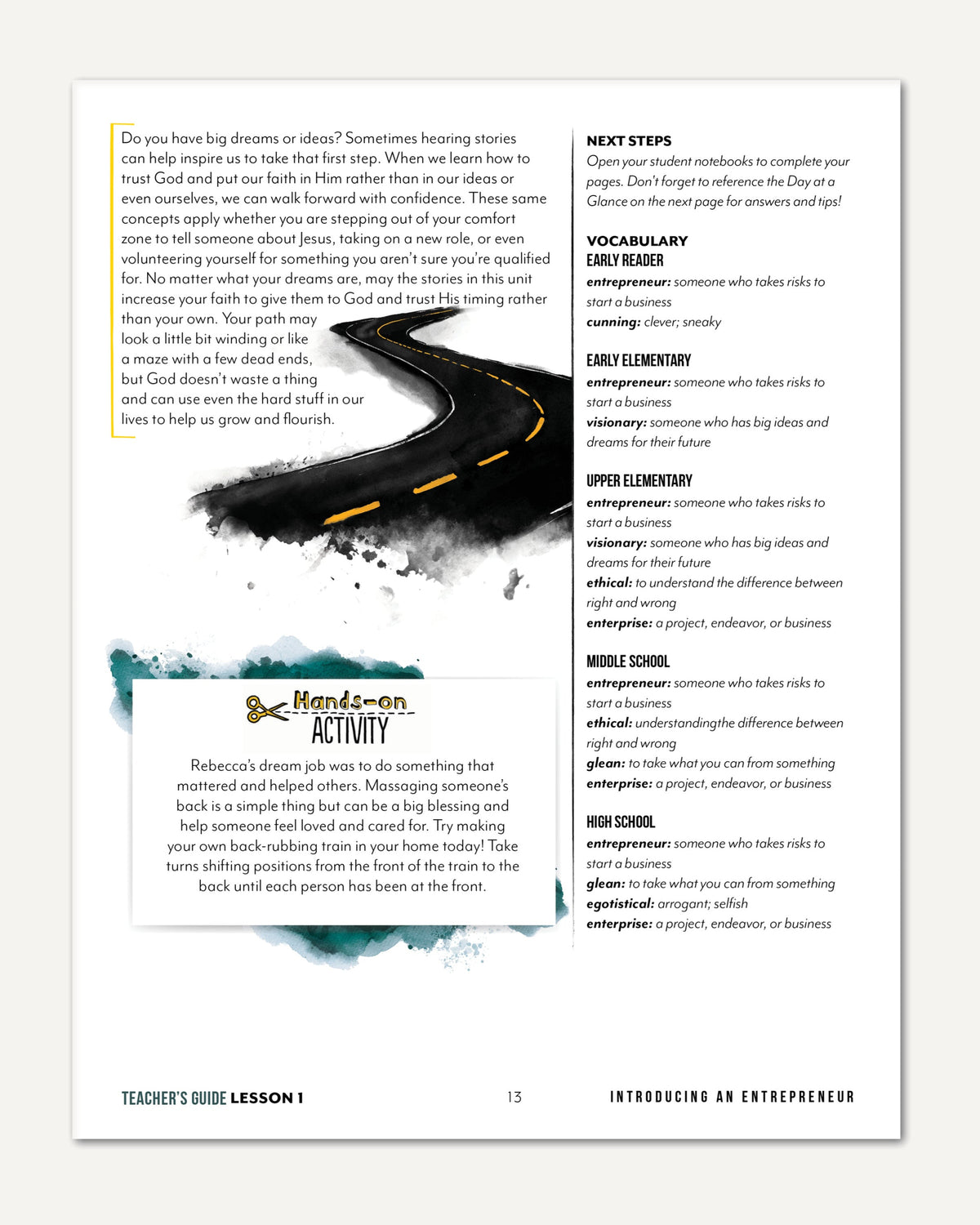 Entrepreneurship Homeschool Unit Study Digital Teacher's Guide Lesson 1 Introducing an entrepreneur Part 2