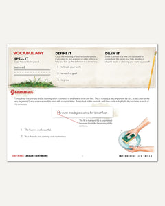 Life Skills homeschool unit study digital early reader manuscript seatwork journal lesson 15