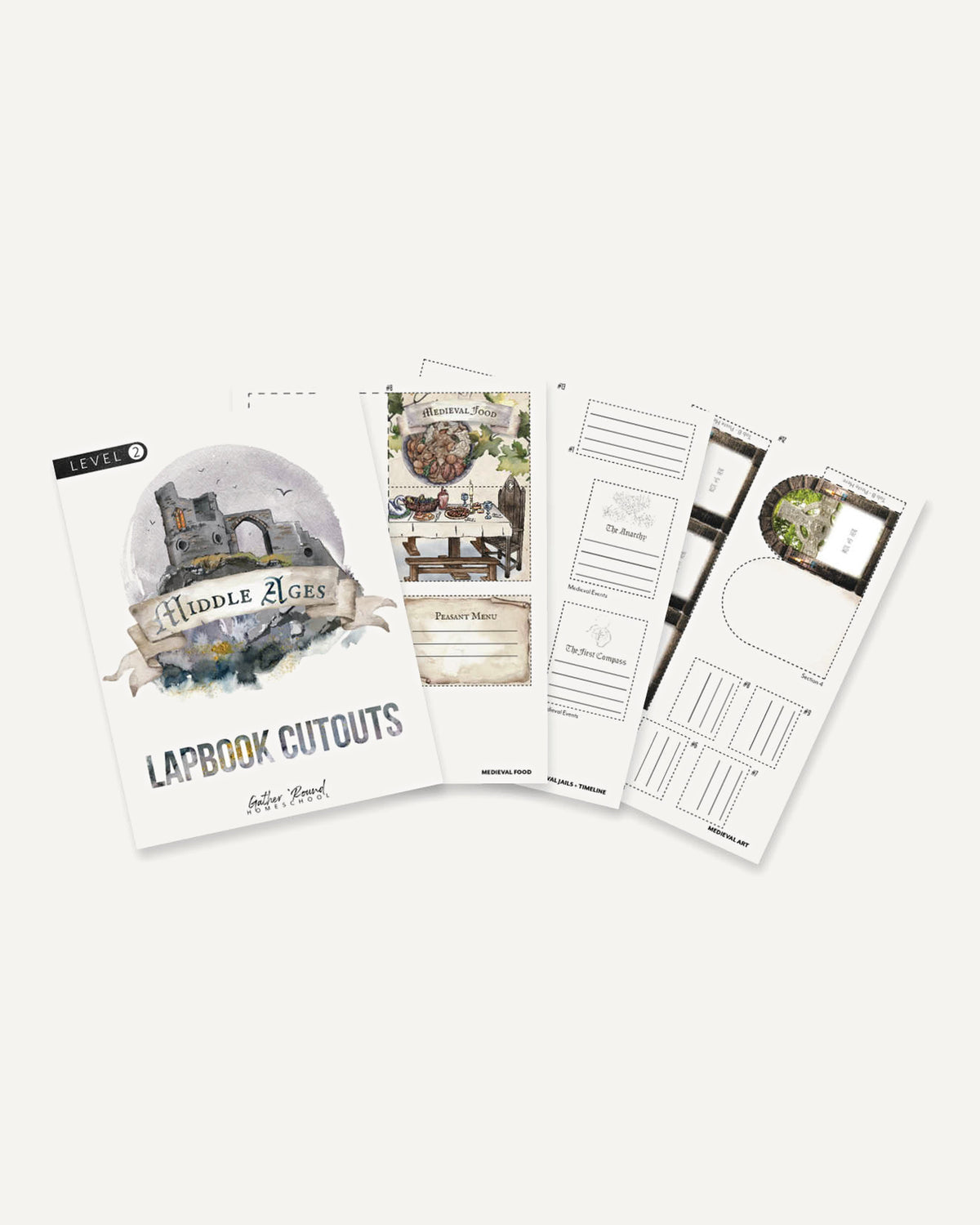 Middle Ages homeschool unit study digital student lapbook cutouts level two