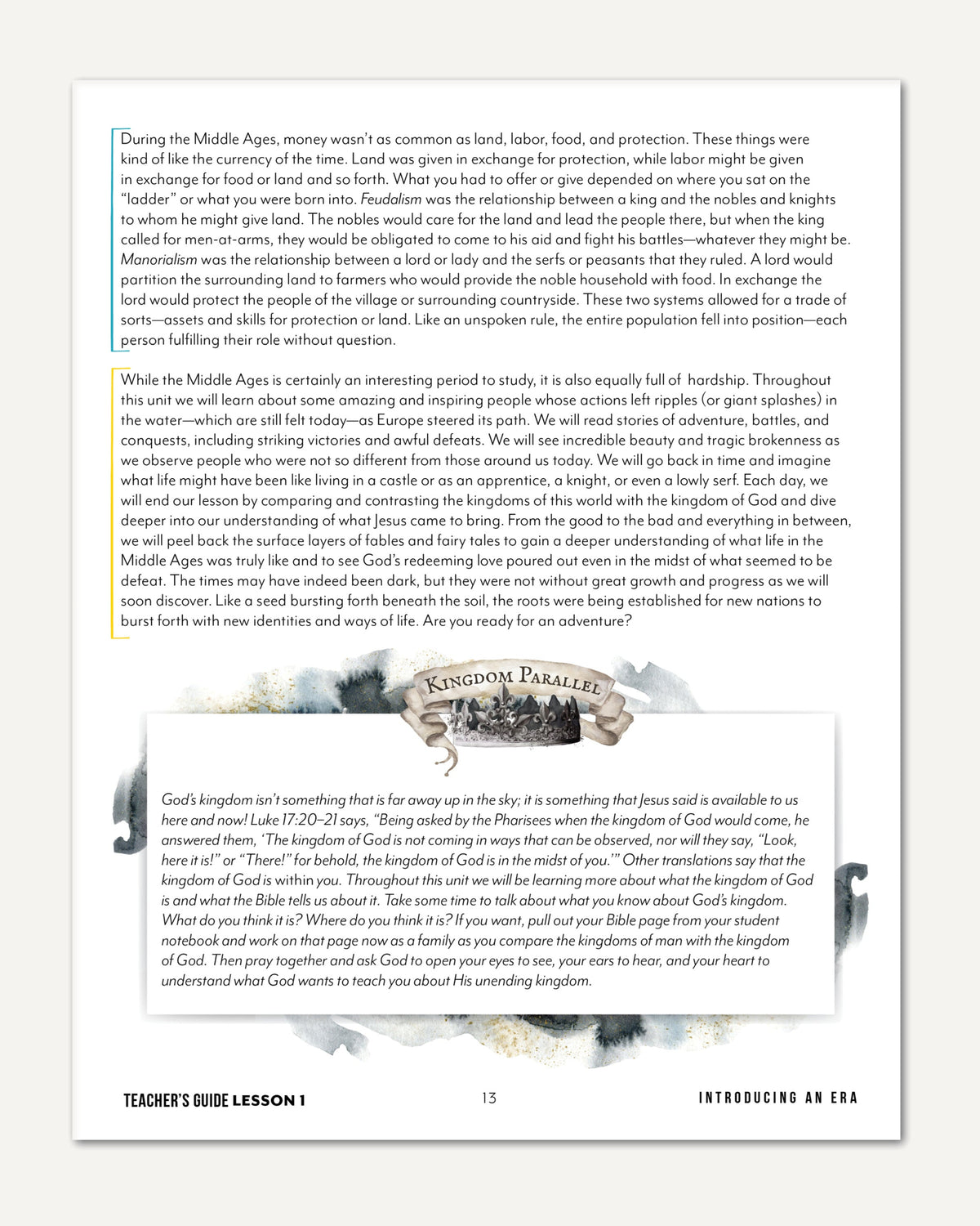 Middle Ages homeschool unit study digital teacher's guide lesson one part two