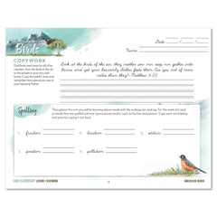 North American Birds part two homeschool unit study print student seatwork journal in cursive for early elementary lesson one