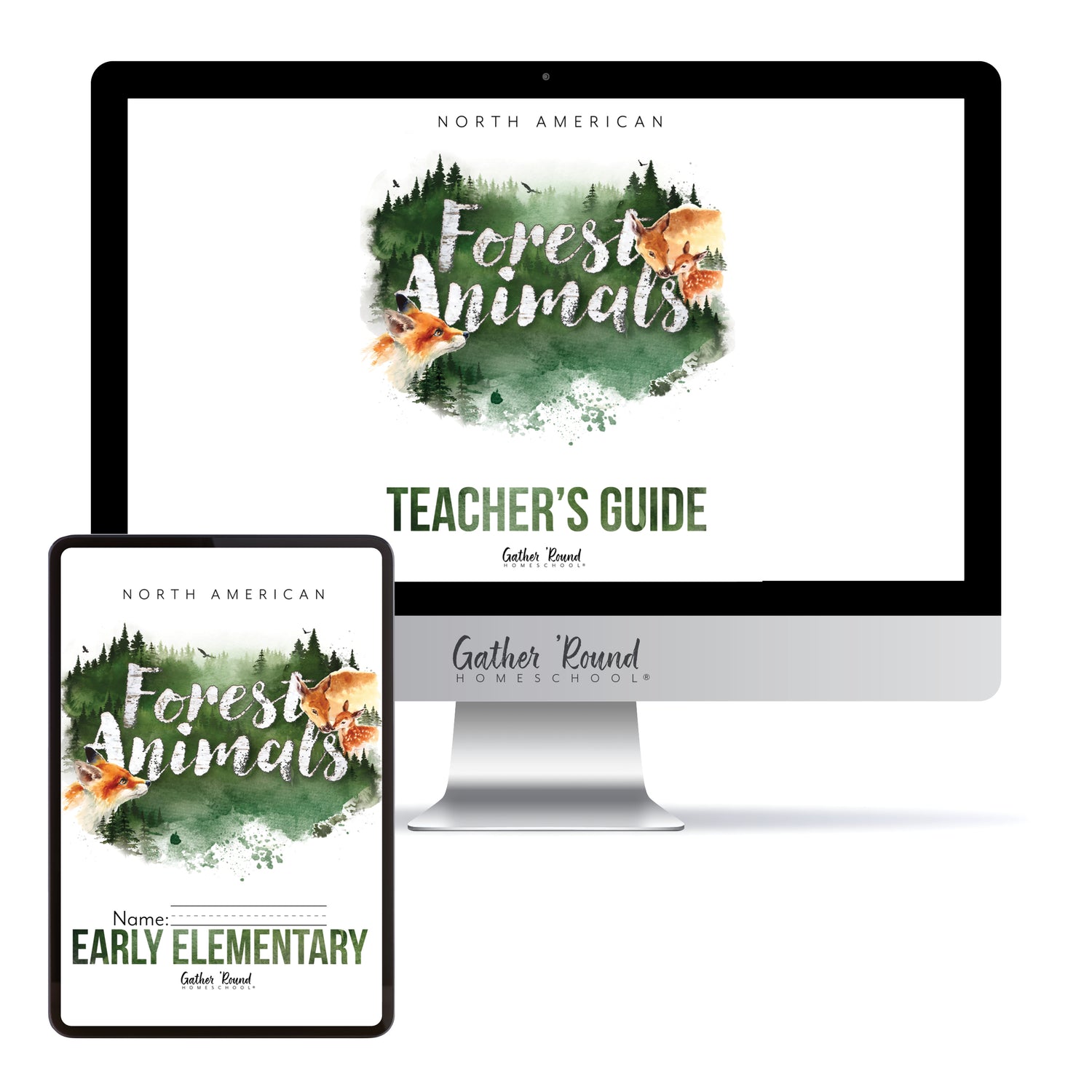 North American Forest Animals homeschool unit study digital student workbook  in early elementary with teacher's guide bundle 