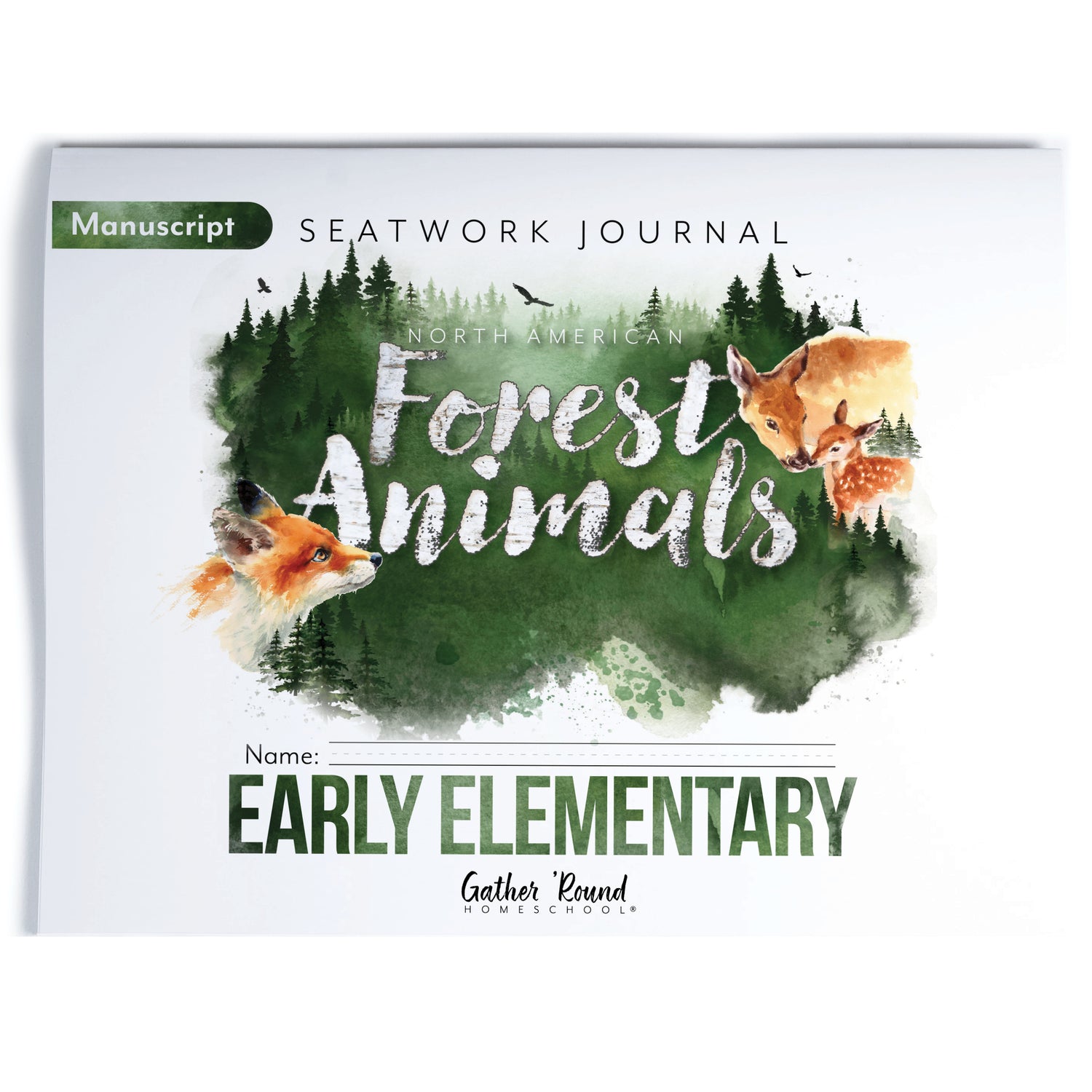 North American Forest Animals homeschool unit study print student seatwork journal in manuscript for early elementary