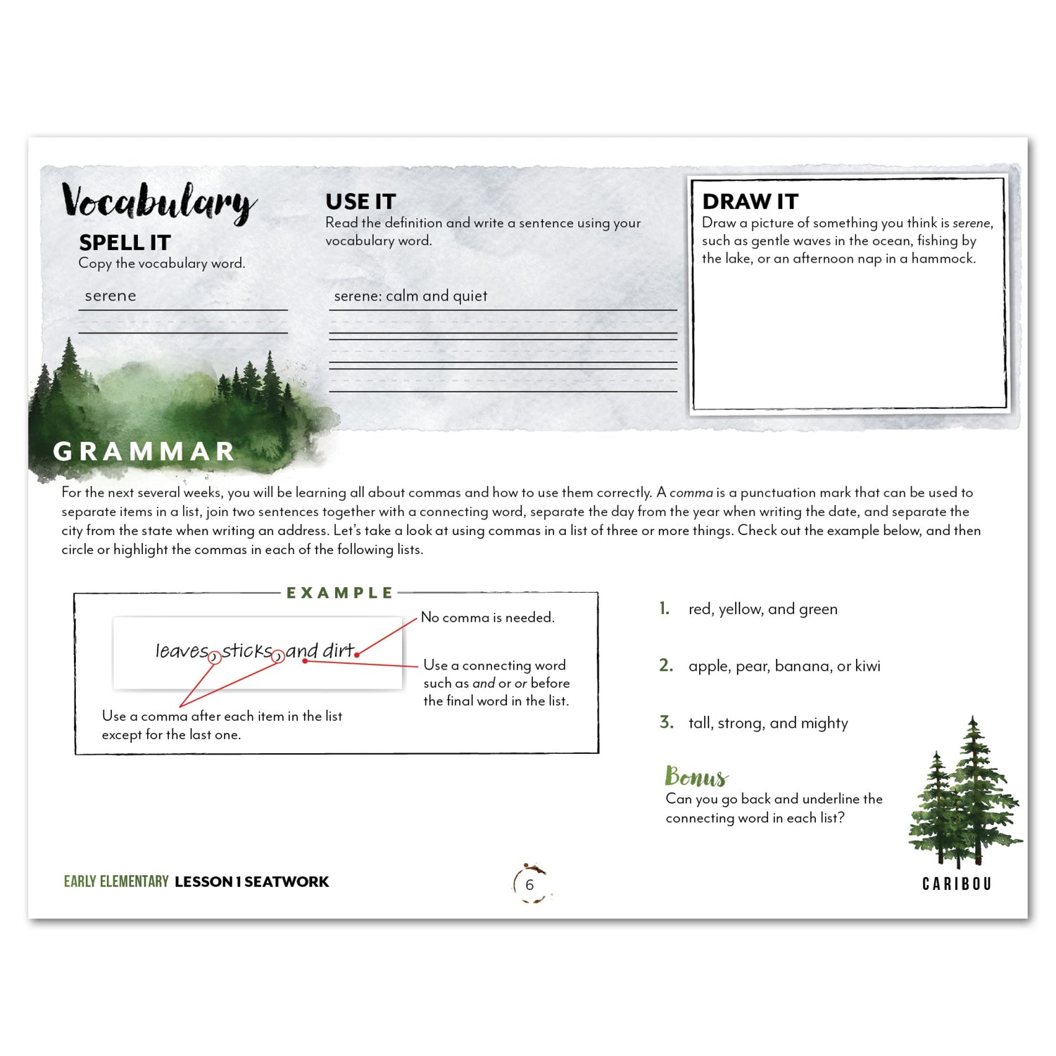North American Forest Animals homeschool unit study digital student seatwork journal in manuscript for early elementary lesson one