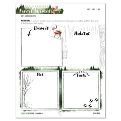 North American Forest Animals homeschool unit study print student workbook early elementary lesson one