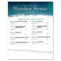 Number Sense Modular Math Step 4 printed book table of contents
