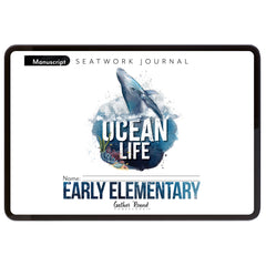 Ocean Life homeschool unit study digital seatwork journal in manuscript for early elementary