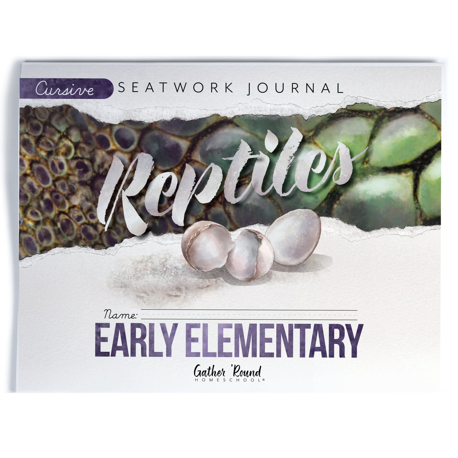 Reptiles homeschool unit study printed student seatwork journal in cursive for Early Elementary
