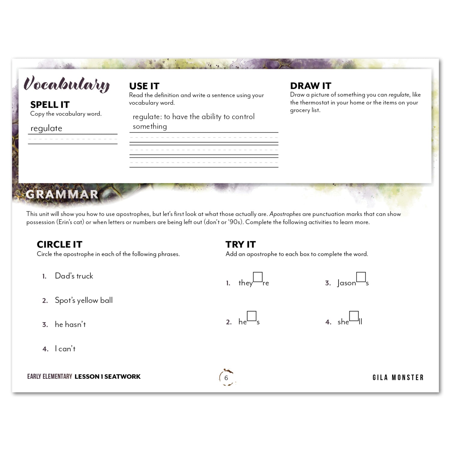 Reptiles homeschool unit study printed student seatwork journal in manuscript for Early Elementary worksheet
