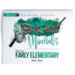 Rocks + Minerals homeschool unit study printed student seatwork journal in manuscript for Early Elementary