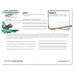 Rocks + Minerals homeschool unit study printed student seatwork journal in manuscript for Early Elementary worksheet