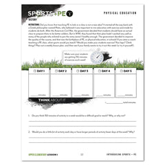 Sports + PE homeschool unit study print  student workbook upper elementary physical education