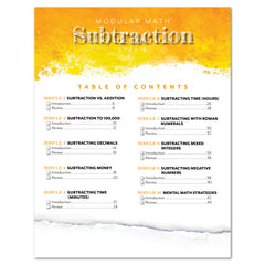 Subtraction Modular Math step 4 printed book table of contents