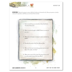 US History 4: War & Reformation: 1900-1945 Homeschool Unit Study Printed Early Elementary Student Book Lesson 8 Narratoion