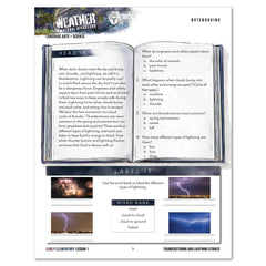 Weather + Natural Disasters Homeschool Unit Study Printed Early Elementary Student Book Lesson 1 Notebooking