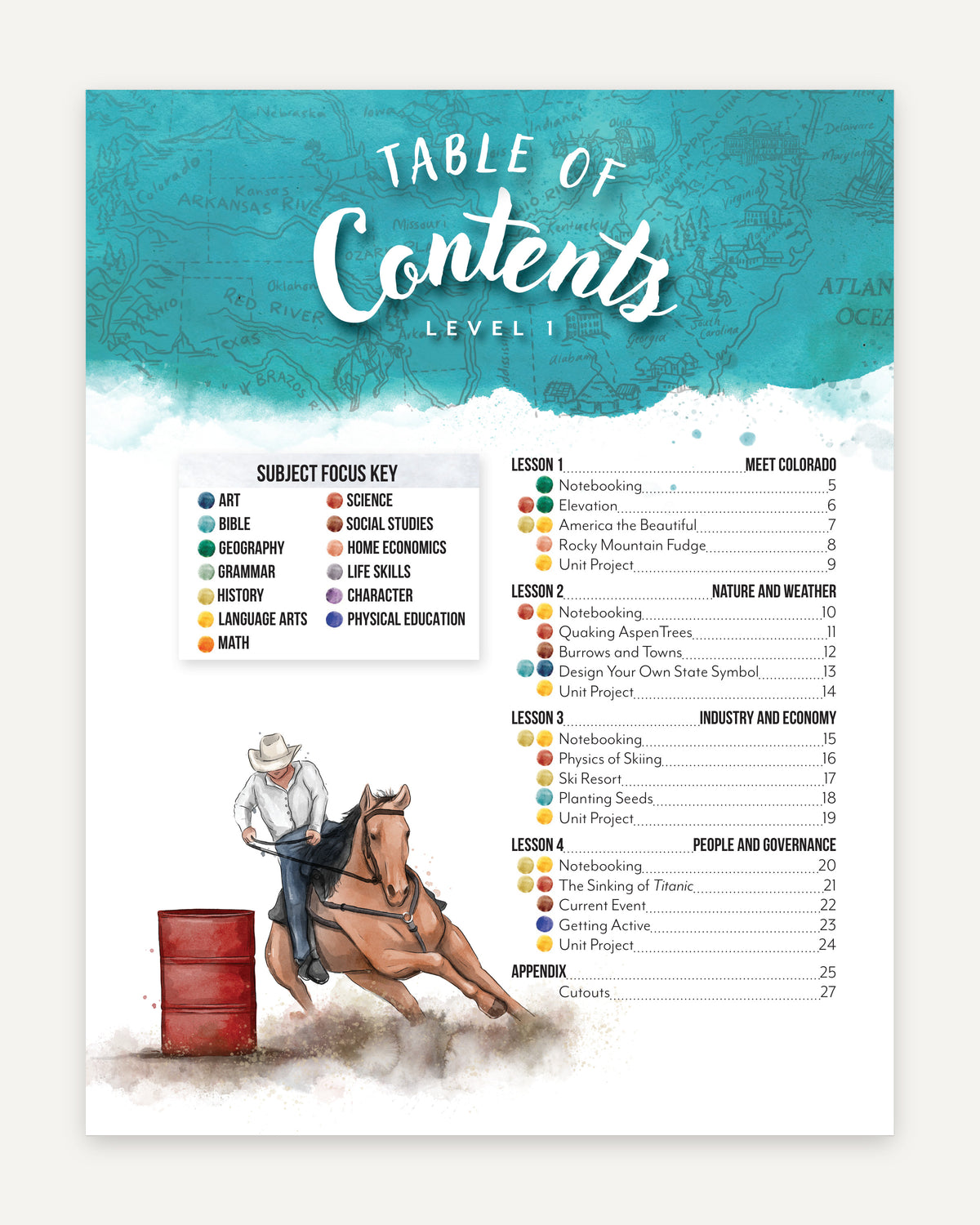 Colorado Fifty States Homeschool Unit Study Digital Student Book Level 1 Table of Contents