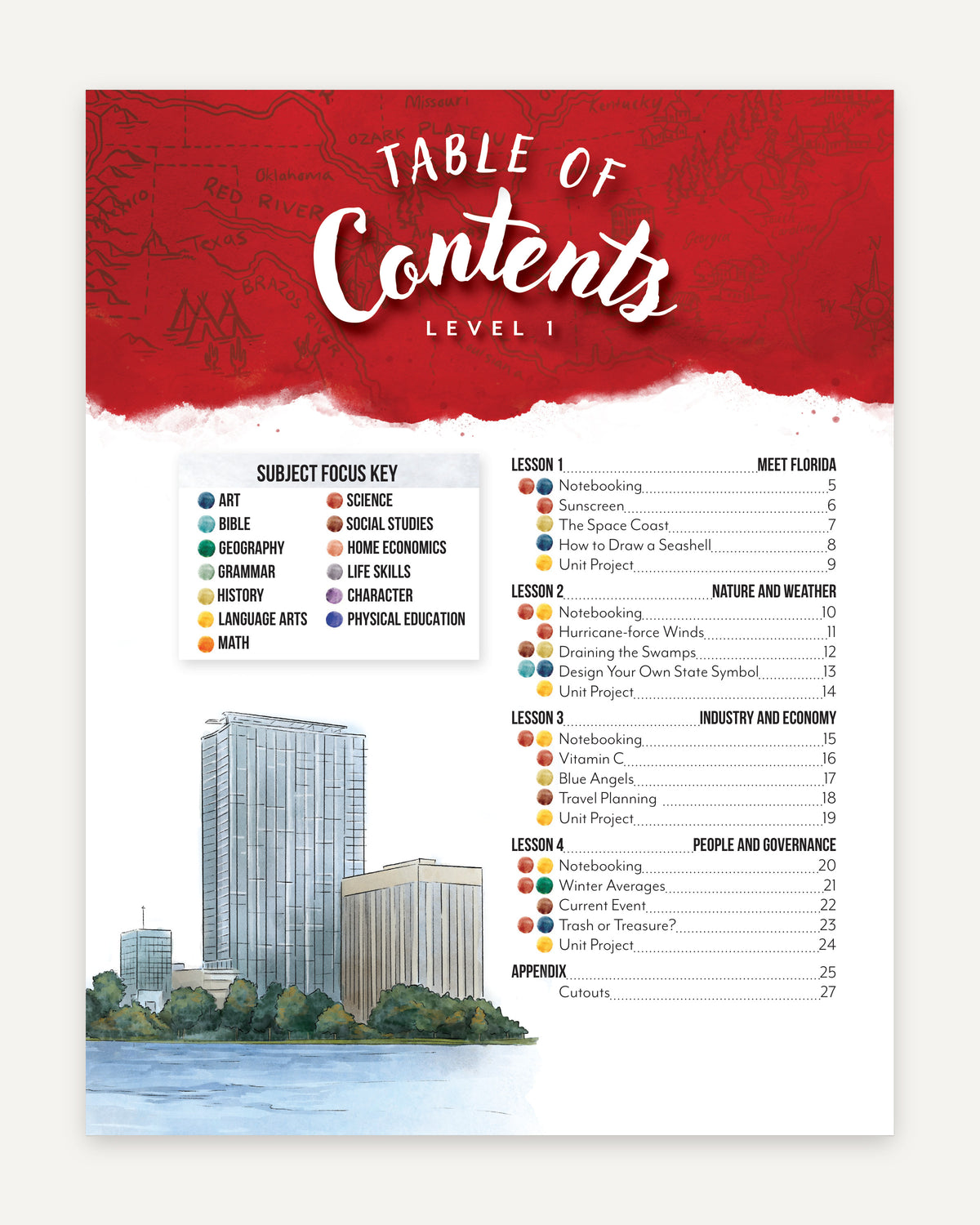 Florida Fifty States Homeschool Unit Study Digital Student Book Level 1 Table of Contents