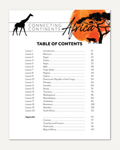 Africa homeschool unit study printed teacher guide Table of Contents