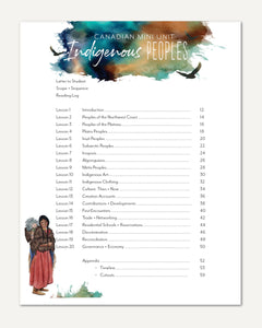 Indigenous Peoples homeschool unit study digital student book table of contents