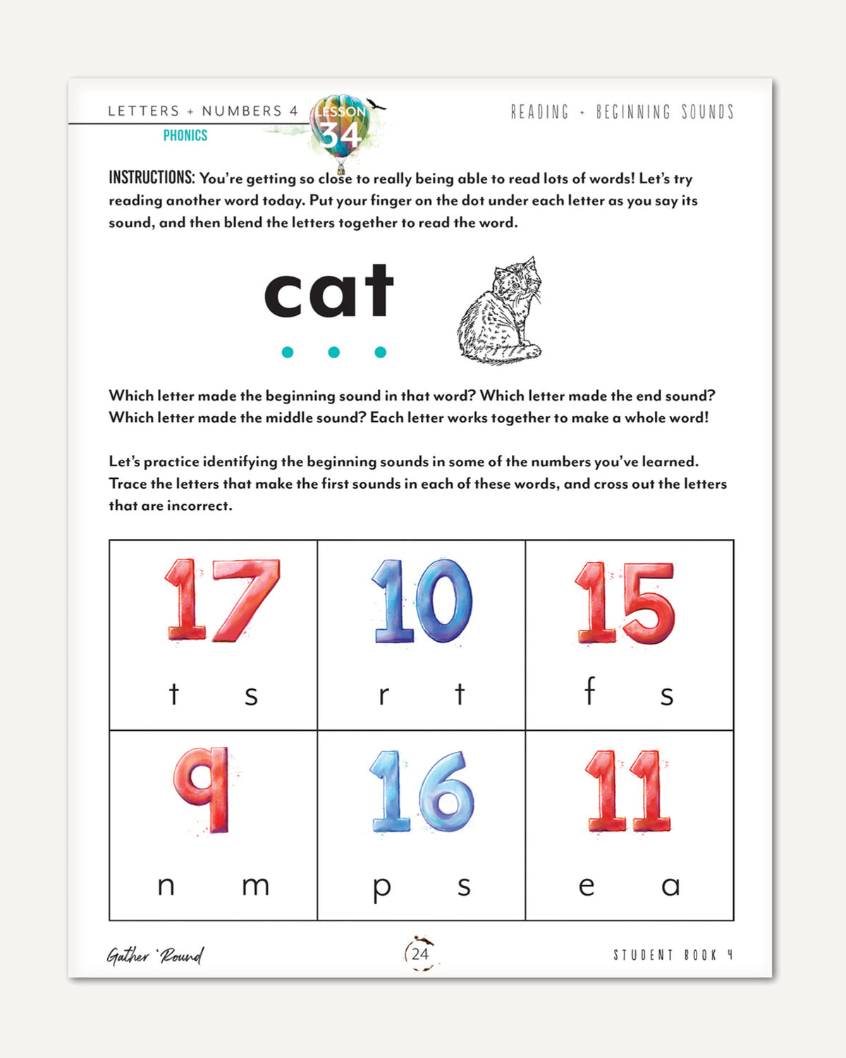 Letters + Numbers 4 In The Air Digital Student Book 4 Reading and Beginning Sounds