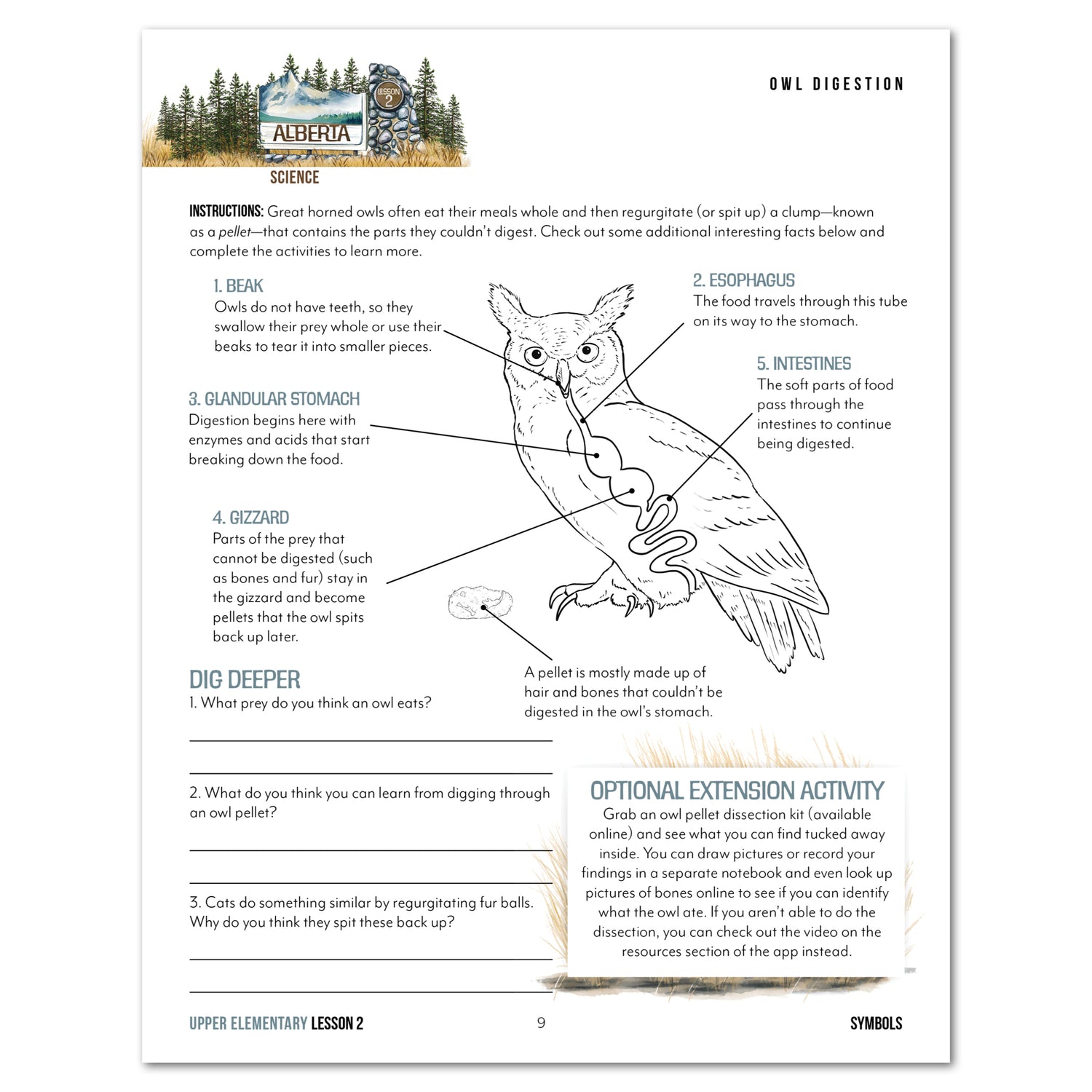 Alberta homeschool unit study student notebook lesson page for upper elementary