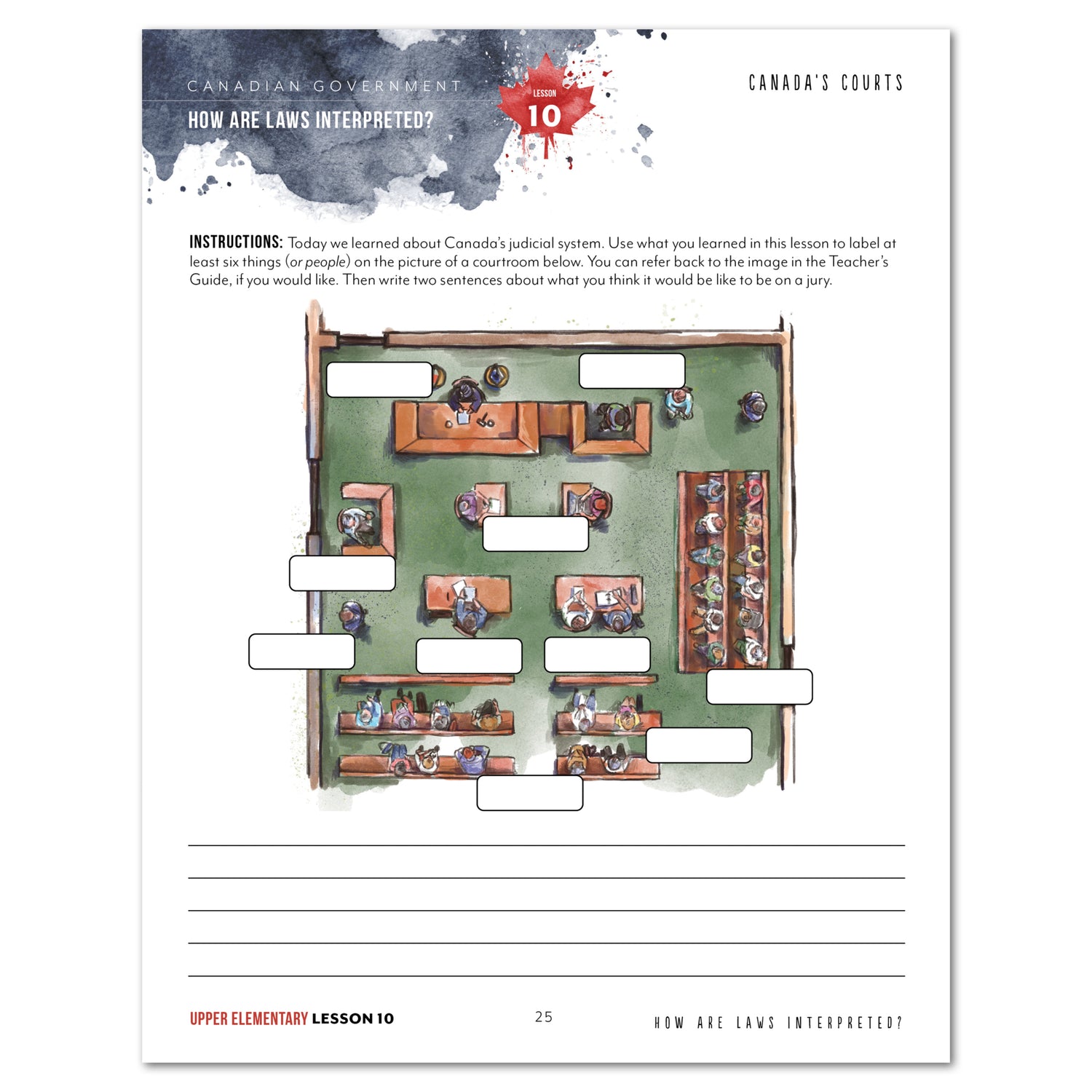 Canadian Government Homeschool Unit Study Digital Upper Elementary Student Book Daily Lesson 10 Canada's Courts