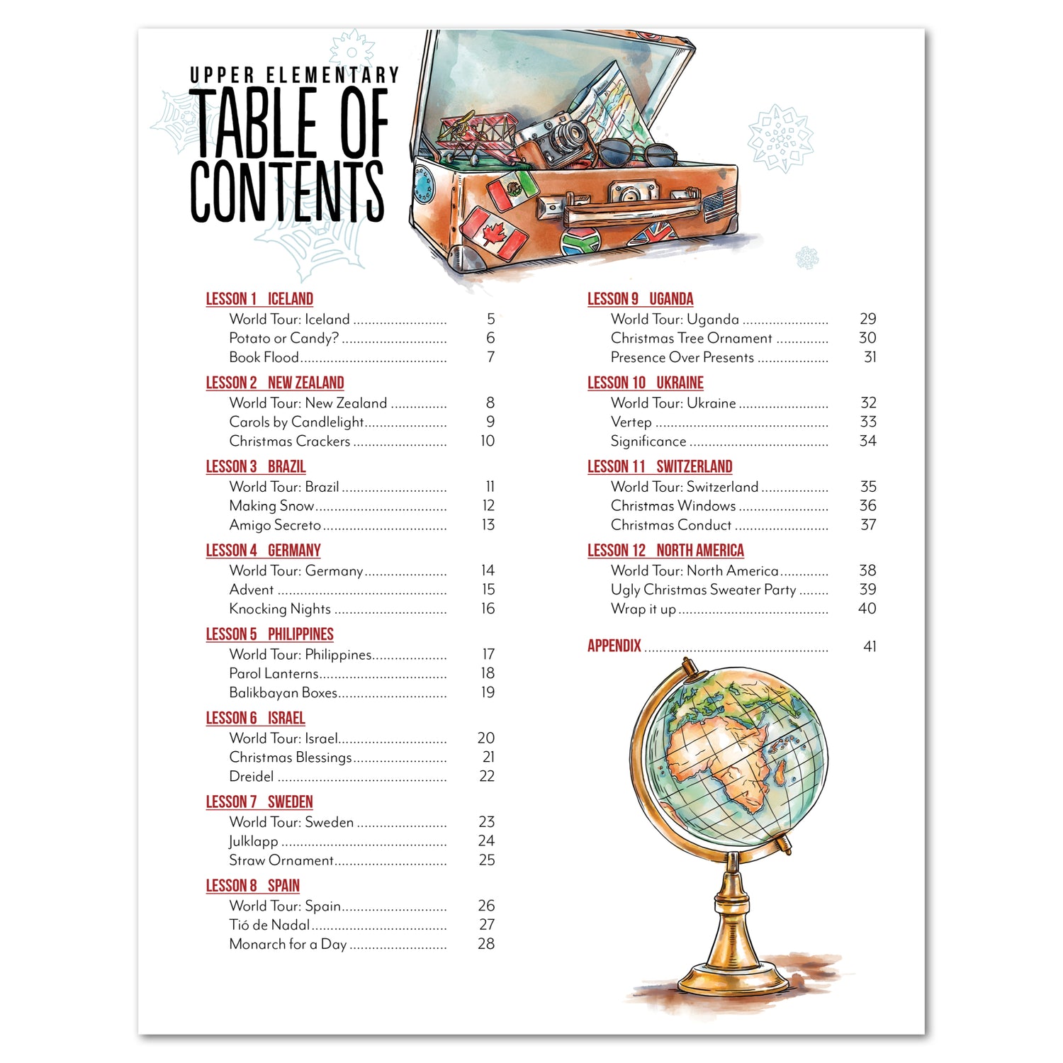 Christmas Around the World Homeschool Unit Study Printed Upper Elementary Student Book Table of Contents