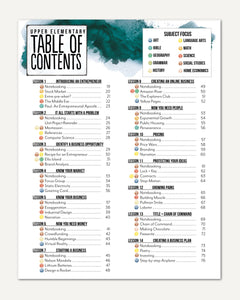 Entrepreneurship Homeschool Unit Study Digital Upper Elementary Student Book Table of Contents Lessons 1-14