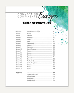 Europe homeschool unit study printed student book table of contents