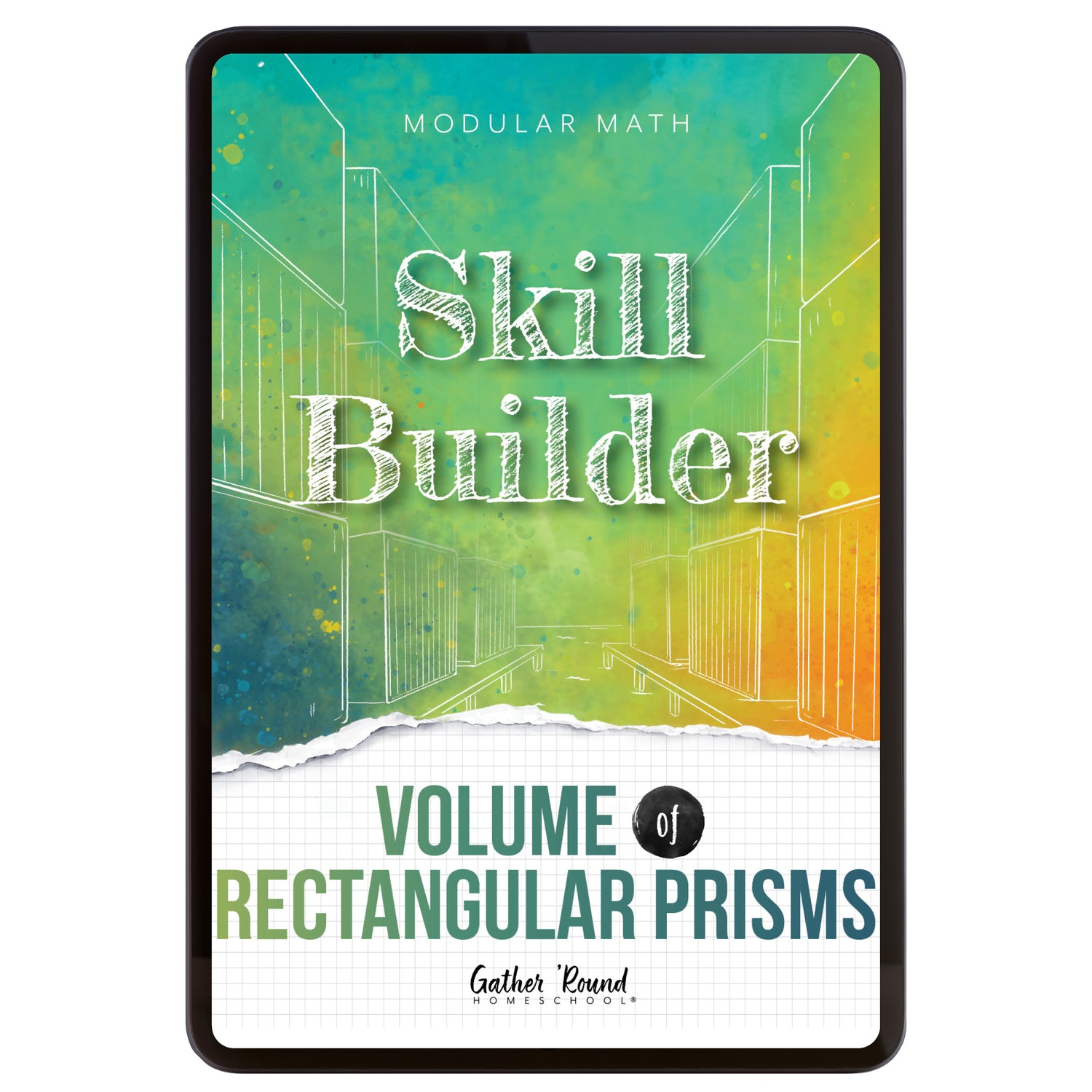 Digital book cover of 'Skill Builder: Volume of Rectangular Prisms' by Gather Round Homeschool on a white background