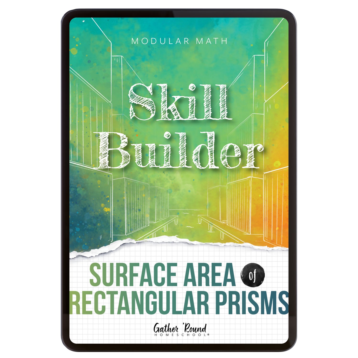 Digital book cover of 'Skill Builder: Surface Area of Rectangular Prisms' by Gather Round Homeschool on a white background