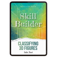 Digital book cover of 'Skill Builder: Classifying 3D Figures' by Gather Round Homeschool on a white background