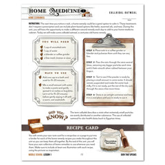An education al worksheet titled 'Home Medicine: Home Economics' with sections for 'Colloidal Oatmeal,' instructions, a 'Did you know?' box, and a recipe card area, shown on a white background.