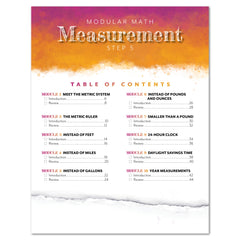 Measurement Step 5 modular math homeschool printed book table of contents